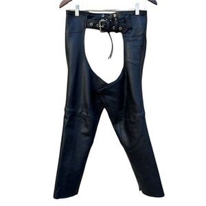 UNIK black leather unisex motorcycle chaps size 3XS NWOT